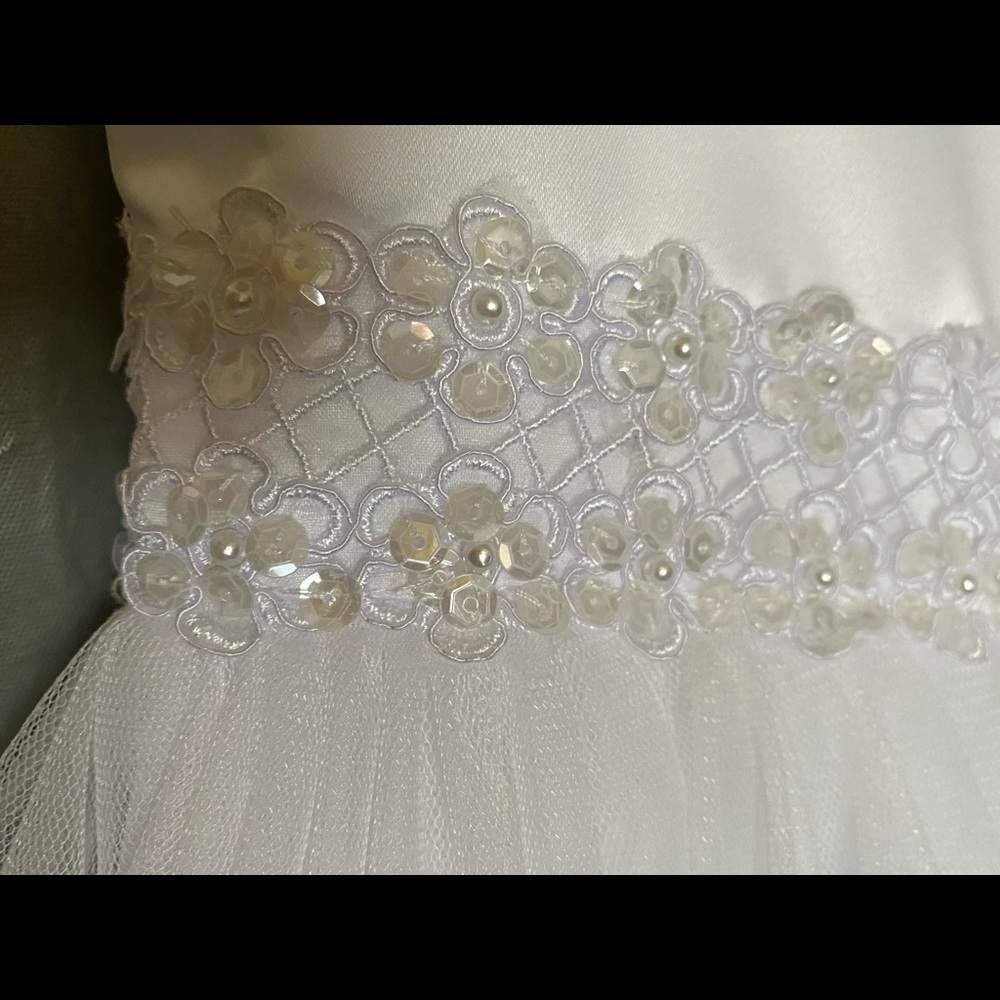 Girls White Tulle Gown